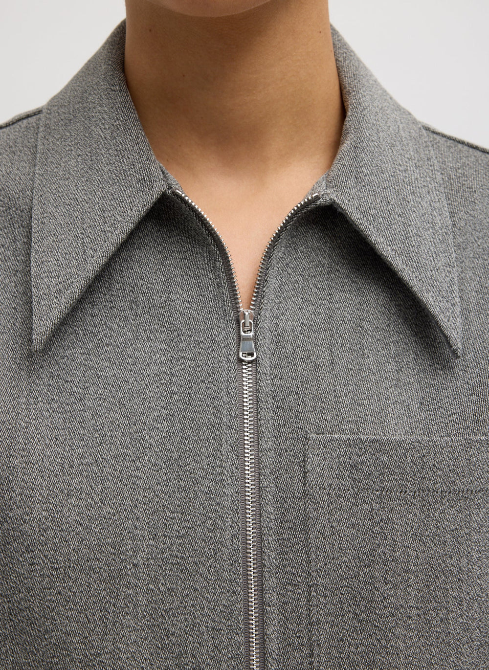 Structured Wool Zipper Jacket | Tibi Grey Multi