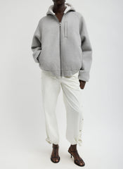Compact Tech French Terry Zip Up Hoodie | Tibi Heather Grey