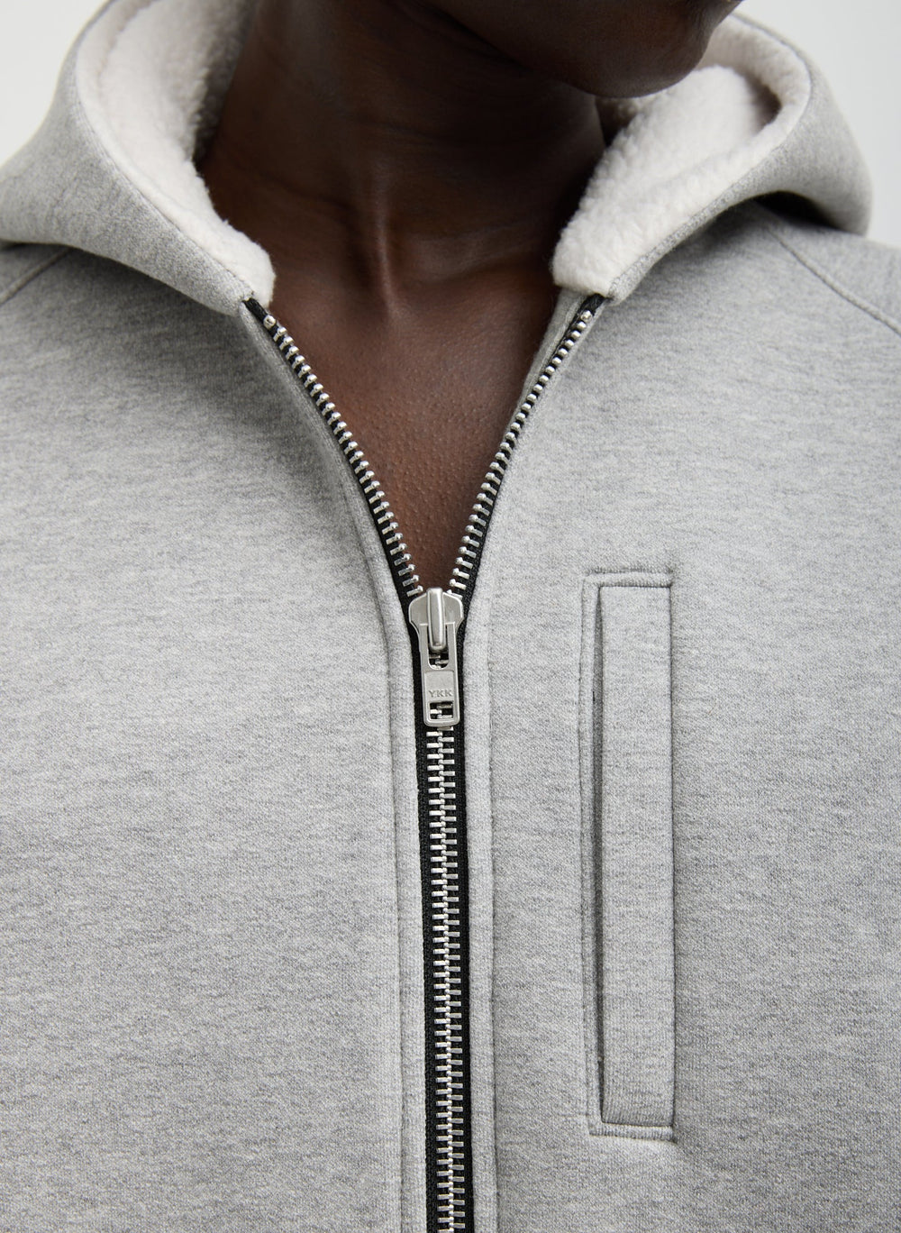 Compact Tech French Terry Zip Up Hoodie | Tibi Heather Grey