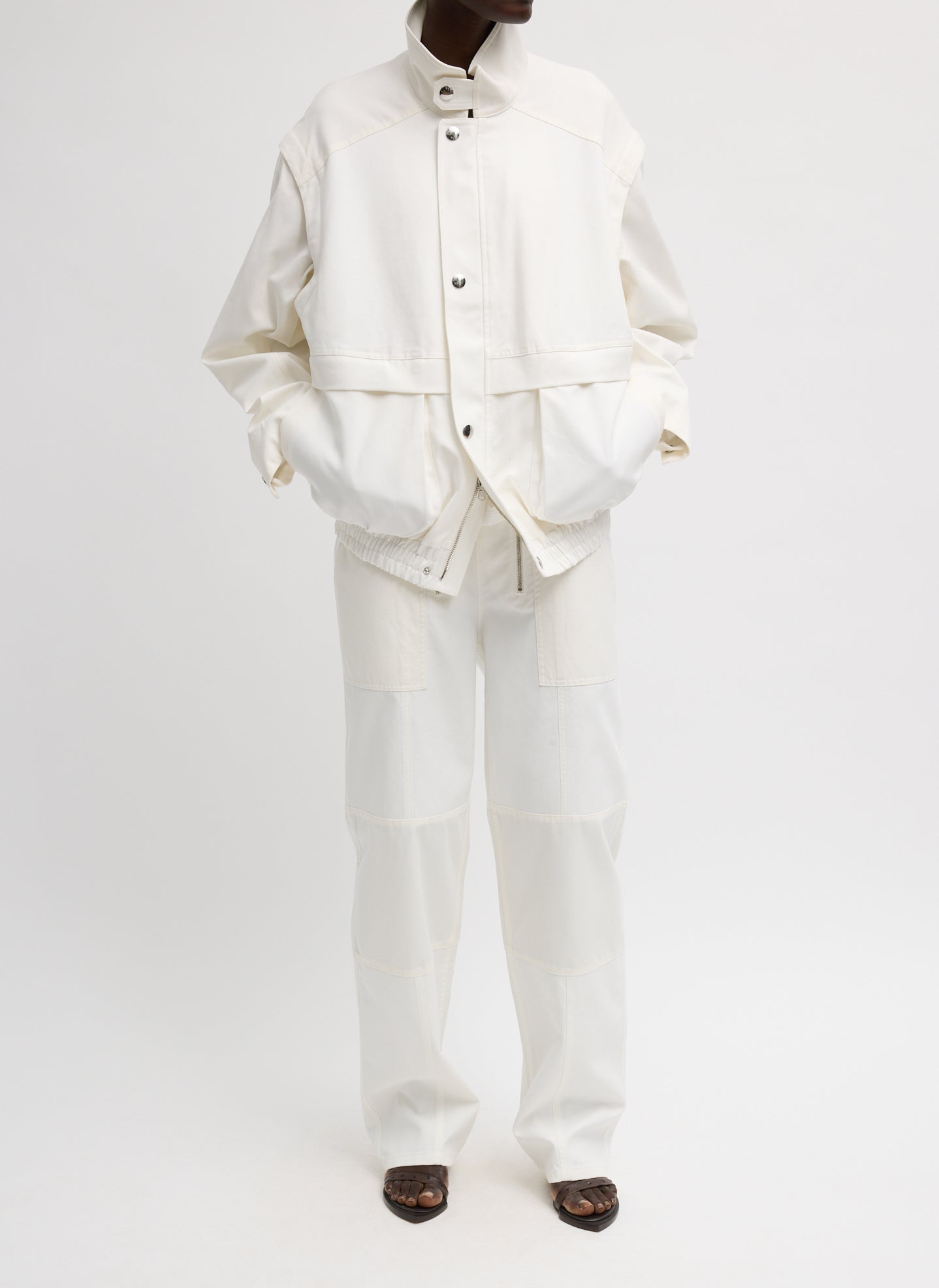 Patchwork Twill Slicker Jacket | Tibi White