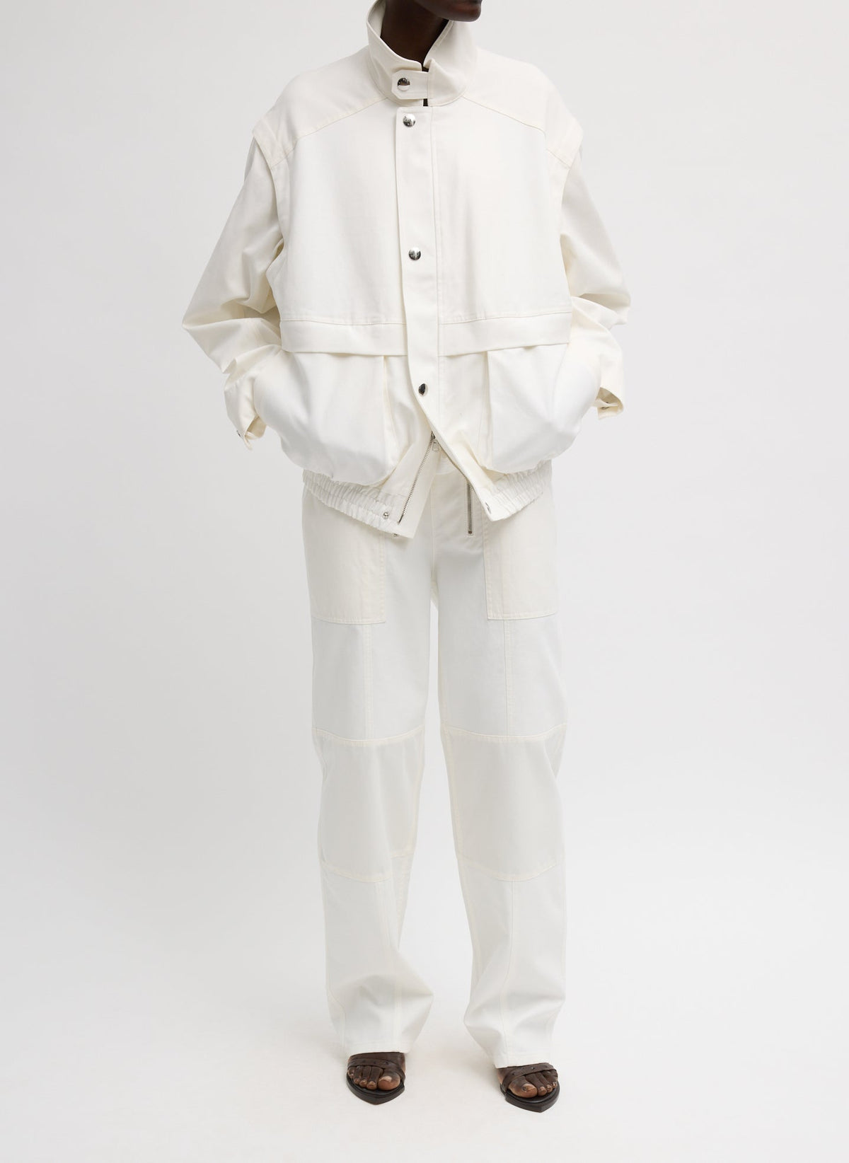 Patchwork Twill Slicker Jacket | Tibi White