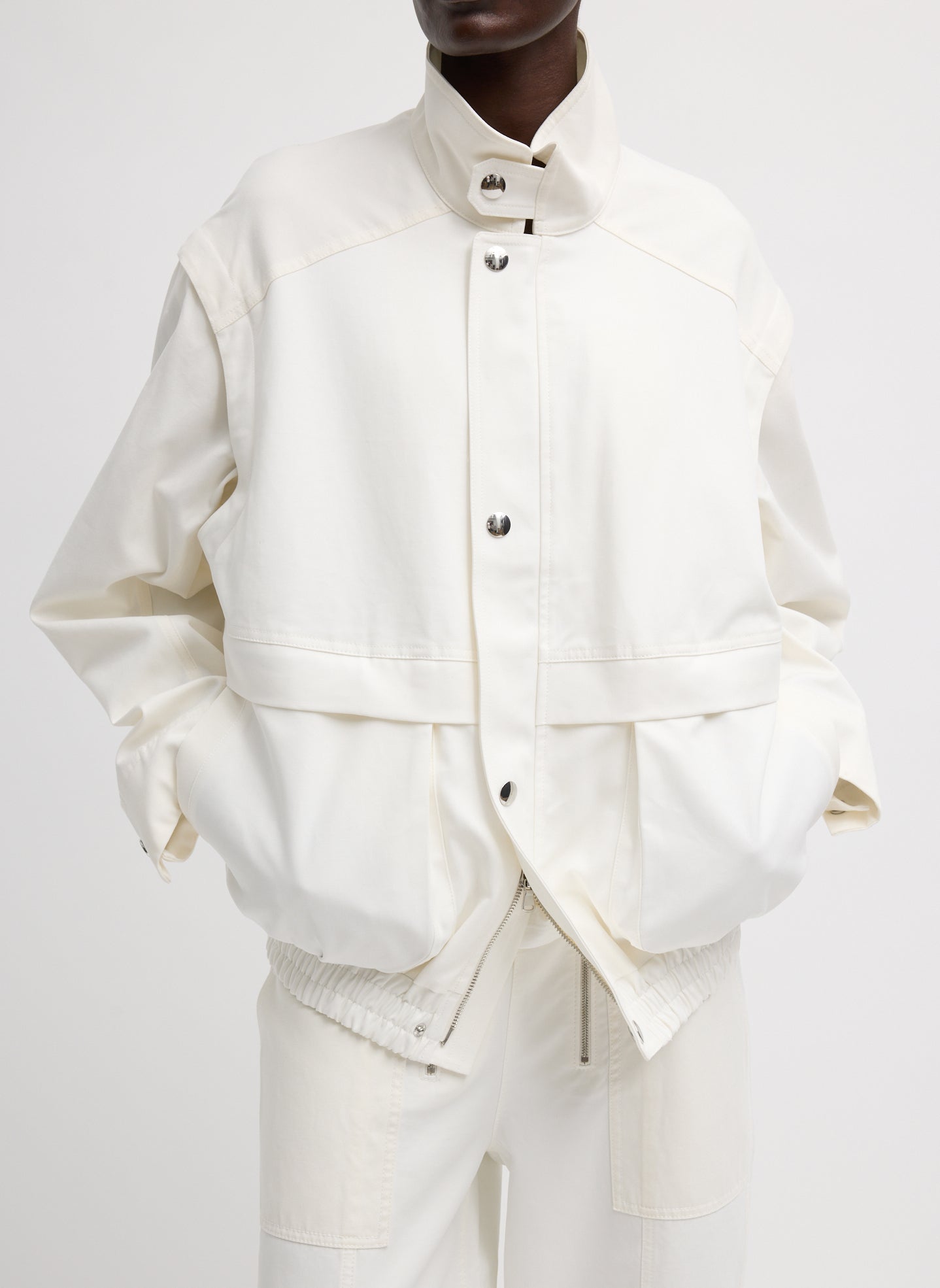 Patchwork Twill Slicker Jacket | Tibi White