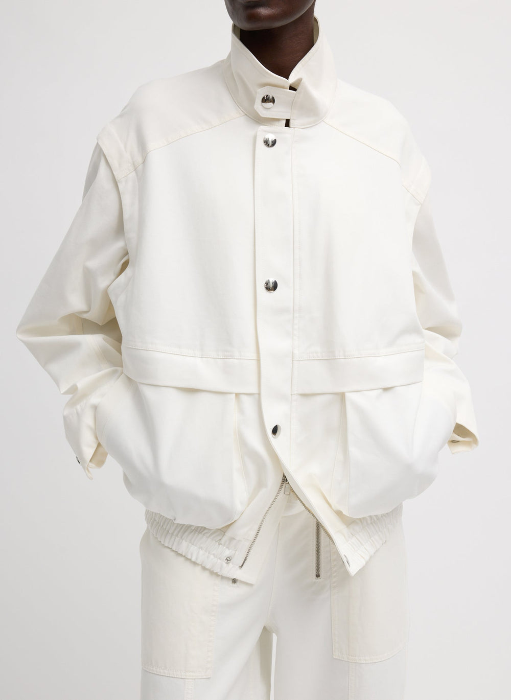 Patchwork Twill Slicker Jacket | Tibi White