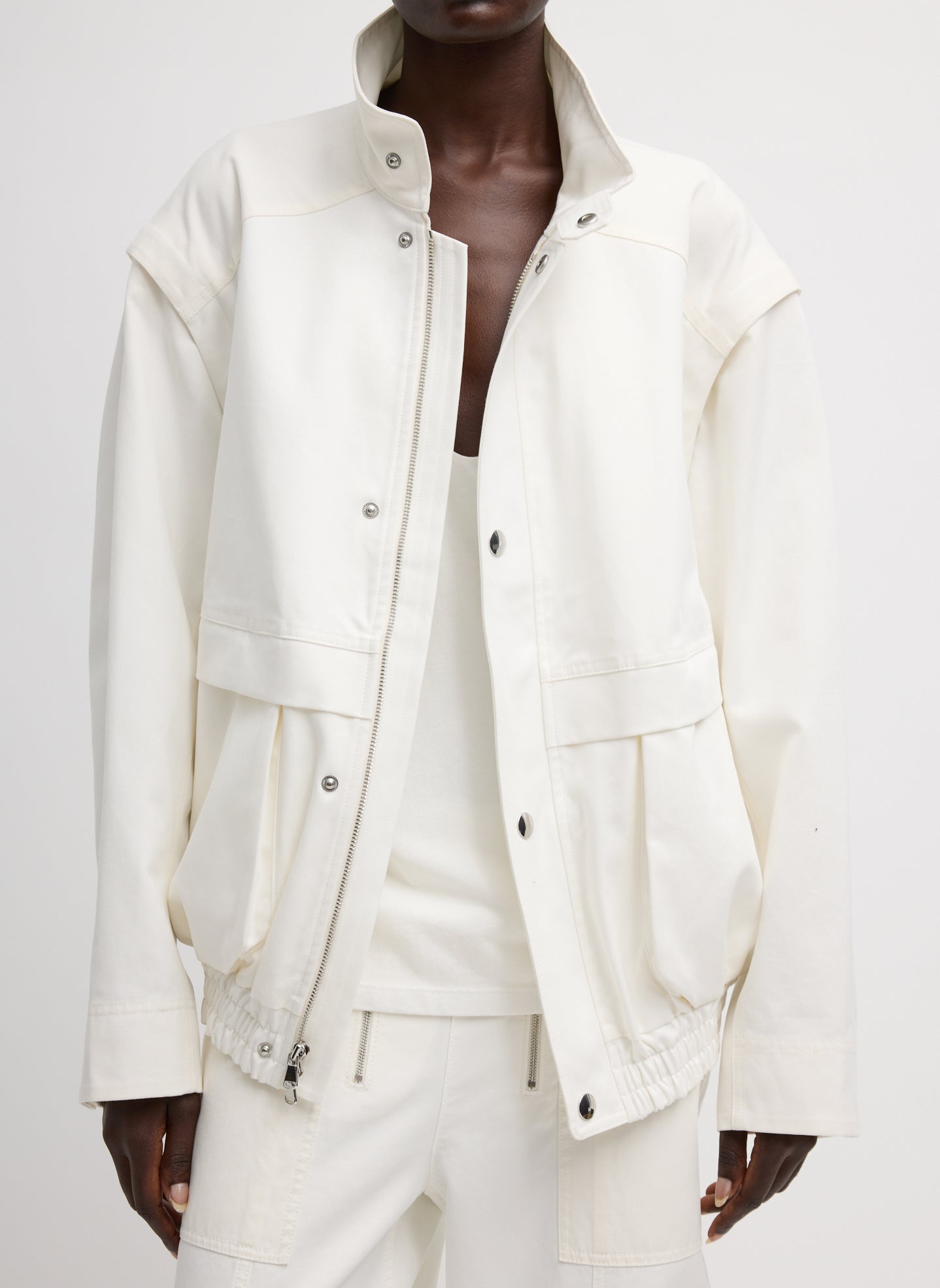 Patchwork Twill Slicker Jacket | Tibi White