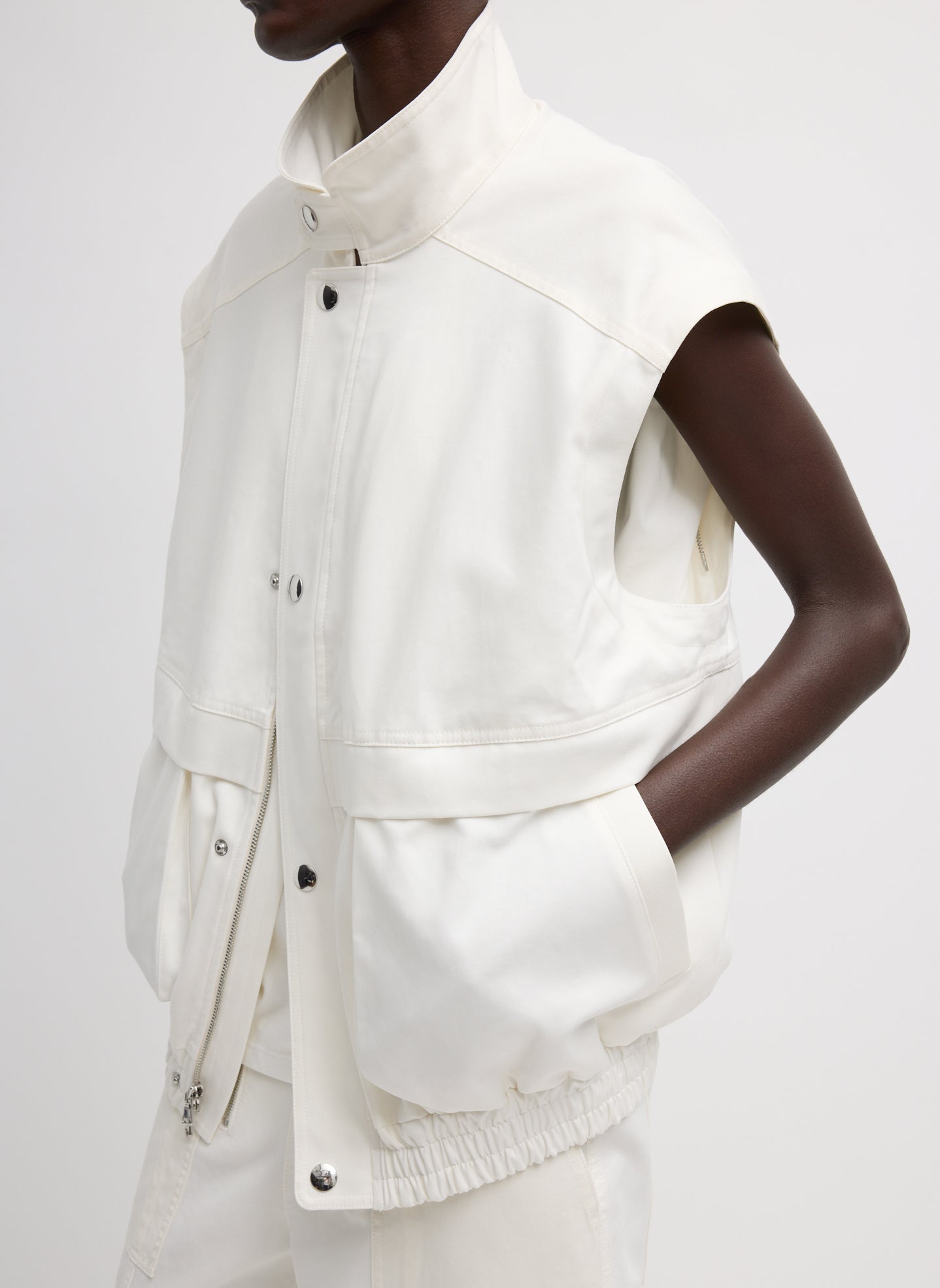 Patchwork Twill Slicker Jacket | Tibi White