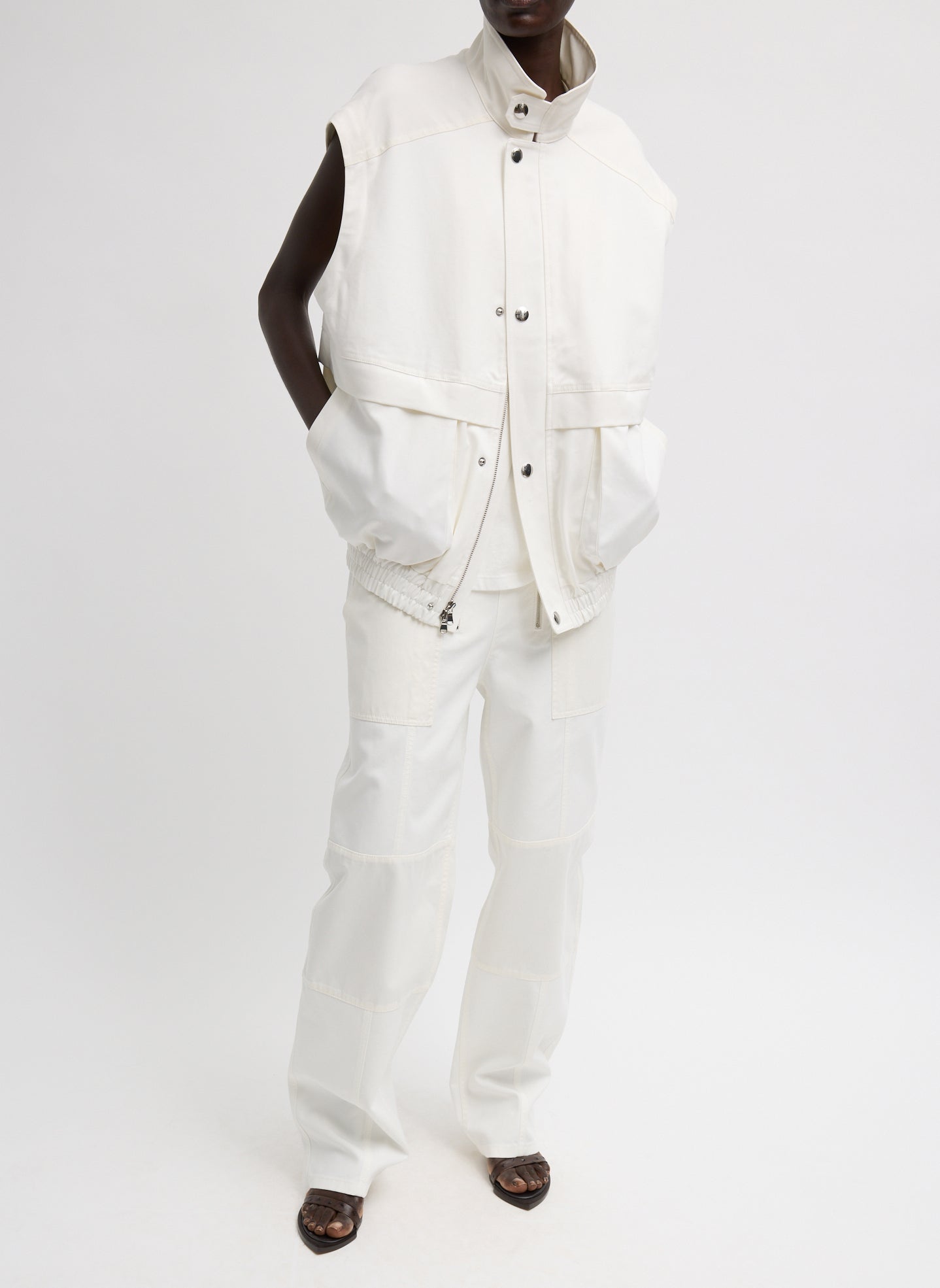 Patchwork Twill Slicker Jacket | Tibi White