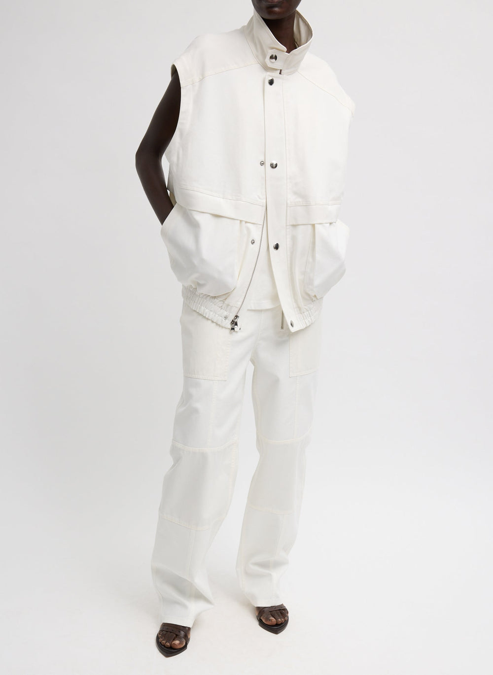 Patchwork Twill Slicker Jacket | Tibi White