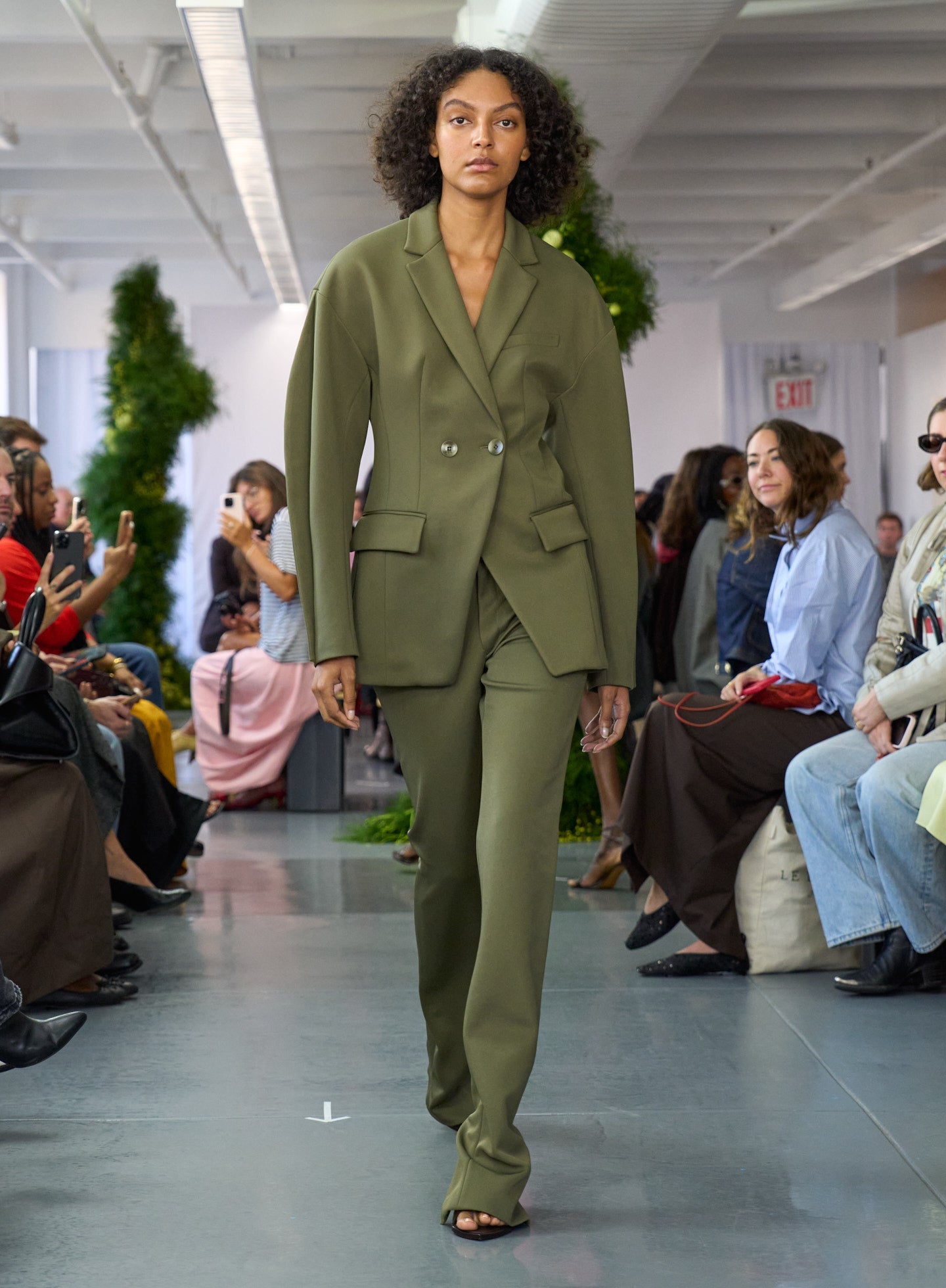 Spring Bonded Twill Sculpted Blazer | Tibi Nori Green