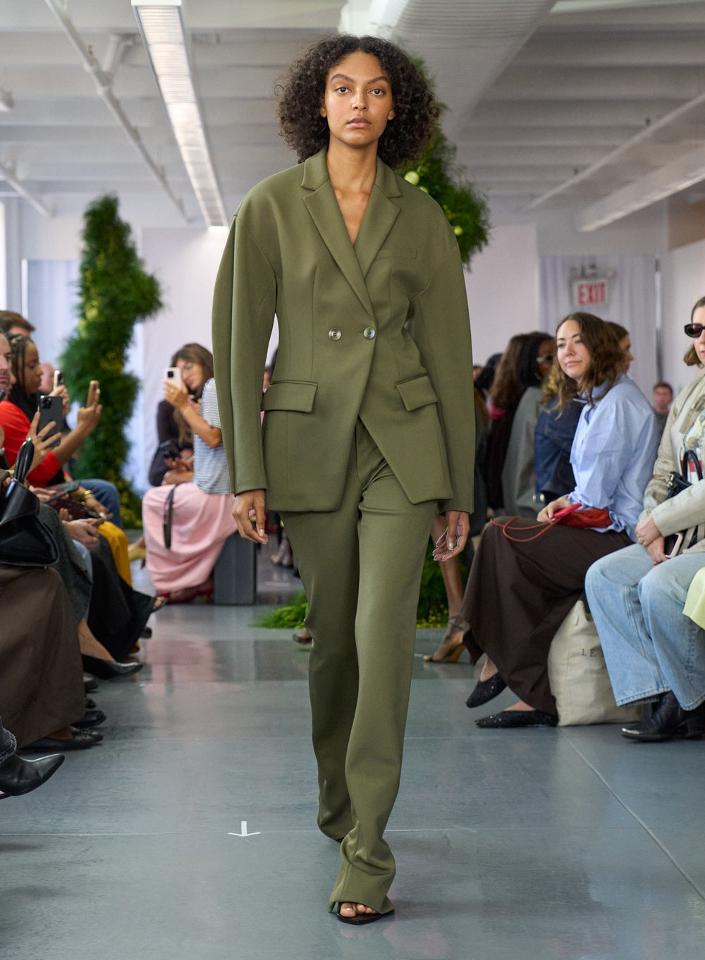 Spring Bonded Twill Sculpted Blazer | Tibi Nori Green