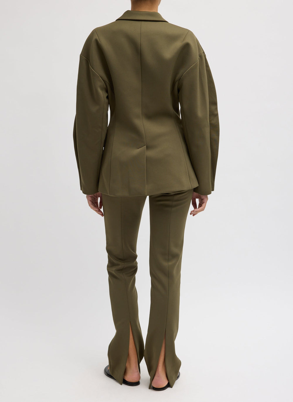 Spring Bonded Twill Sculpted Blazer | Tibi Nori Green