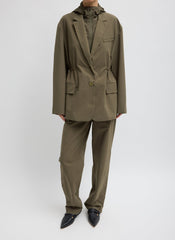 Tech Suiting Anorak Blazer With Zip Off Vest | Tibi Dark Hazelnut