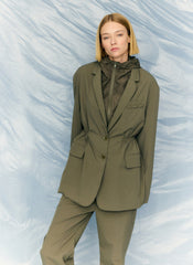 Tech Suiting Anorak Blazer With Zip Off Vest | Tibi Dark Hazelnut