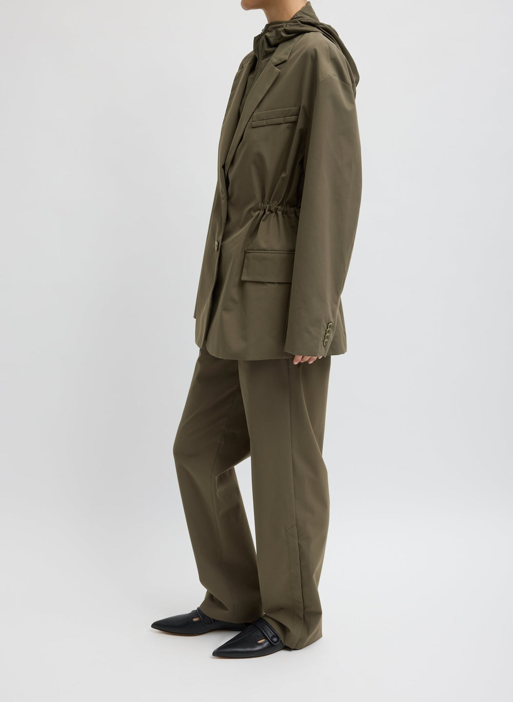 Tech Suiting Anorak Blazer With Zip Off Vest | Tibi Dark Hazelnut