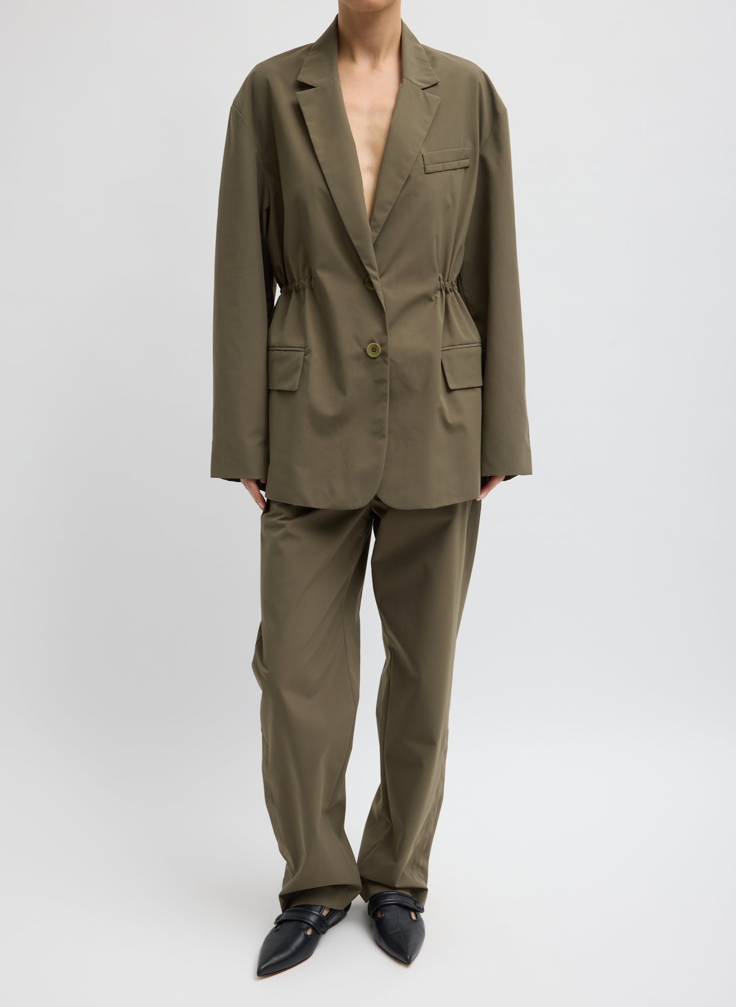 Tech Suiting Anorak Blazer With Zip Off Vest | Tibi Dark Hazelnut