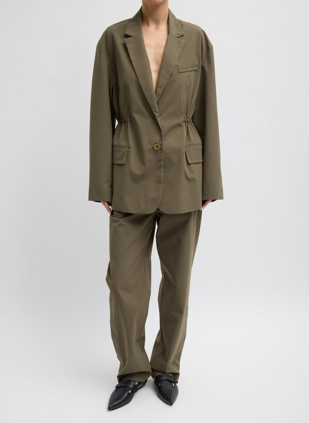 Tech Suiting Anorak Blazer With Zip Off Vest | Tibi Dark Hazelnut