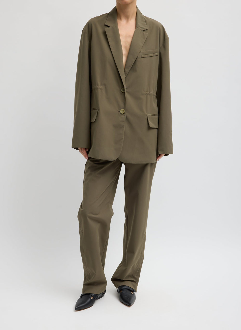 Tech Suiting Anorak Blazer With Zip Off Vest | Tibi Dark Hazelnut