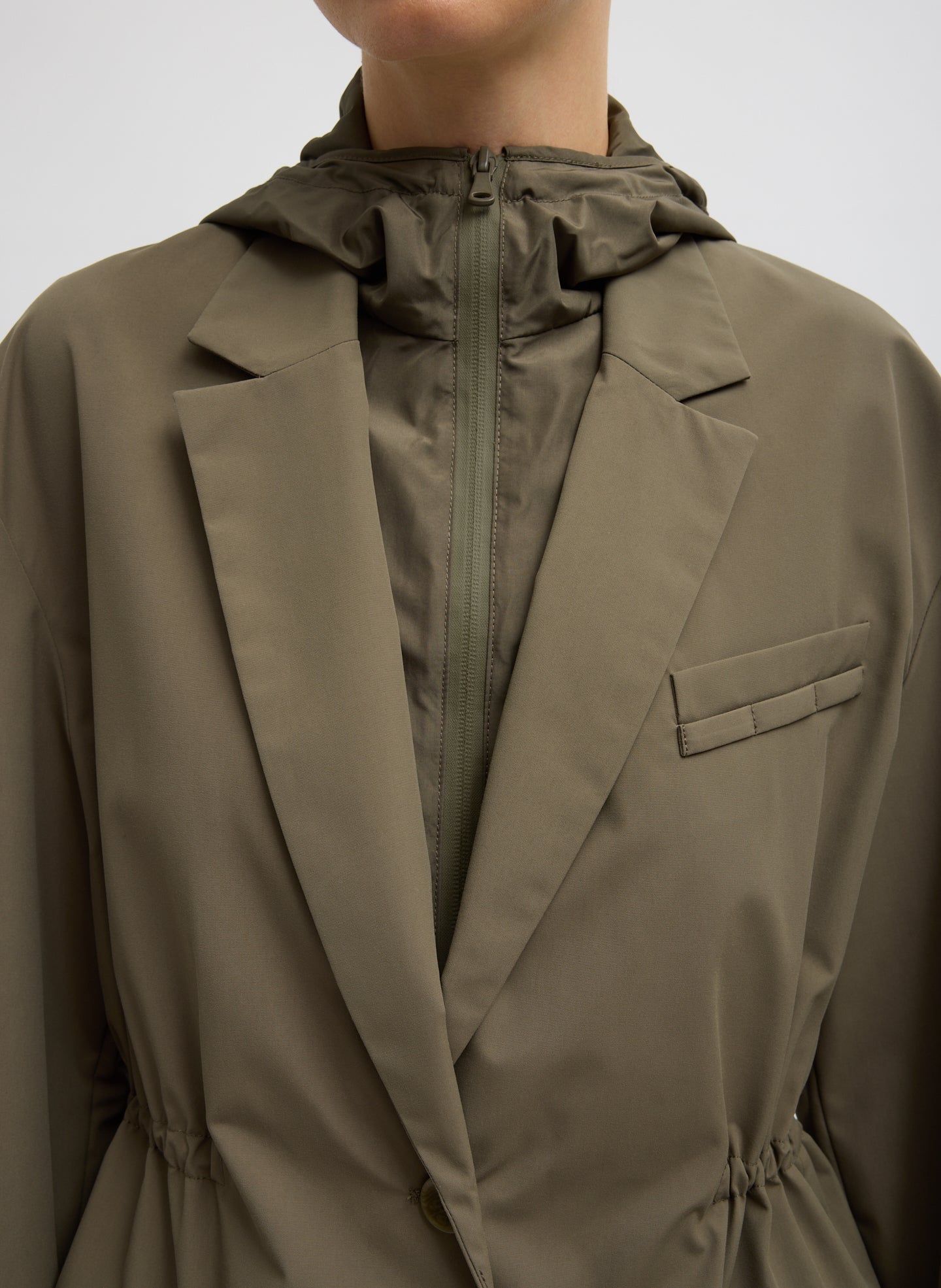 Tech Suiting Anorak Blazer With Zip Off Vest | Tibi Dark Hazelnut