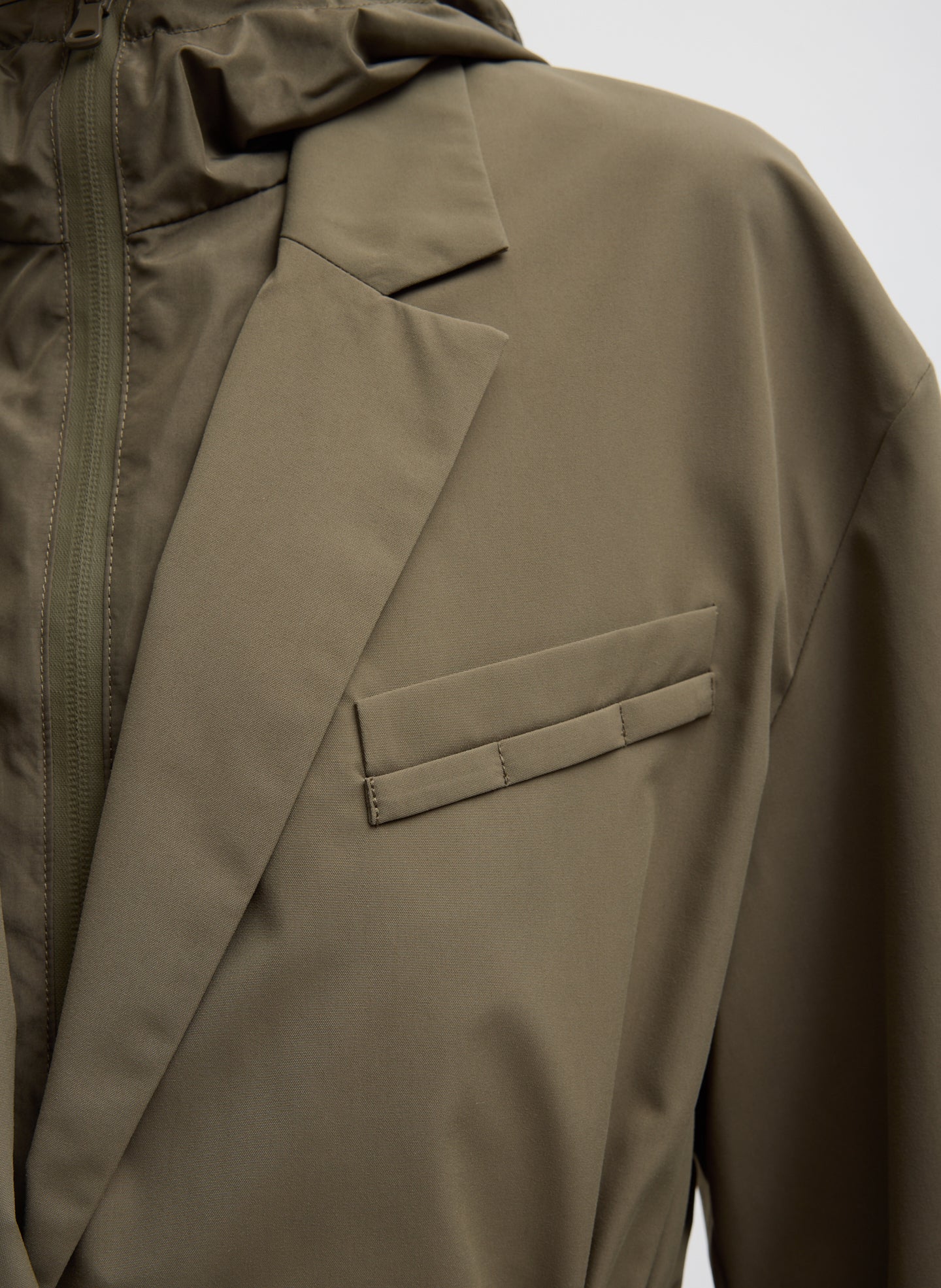 Tech Suiting Anorak Blazer With Zip Off Vest | Tibi Dark Hazelnut