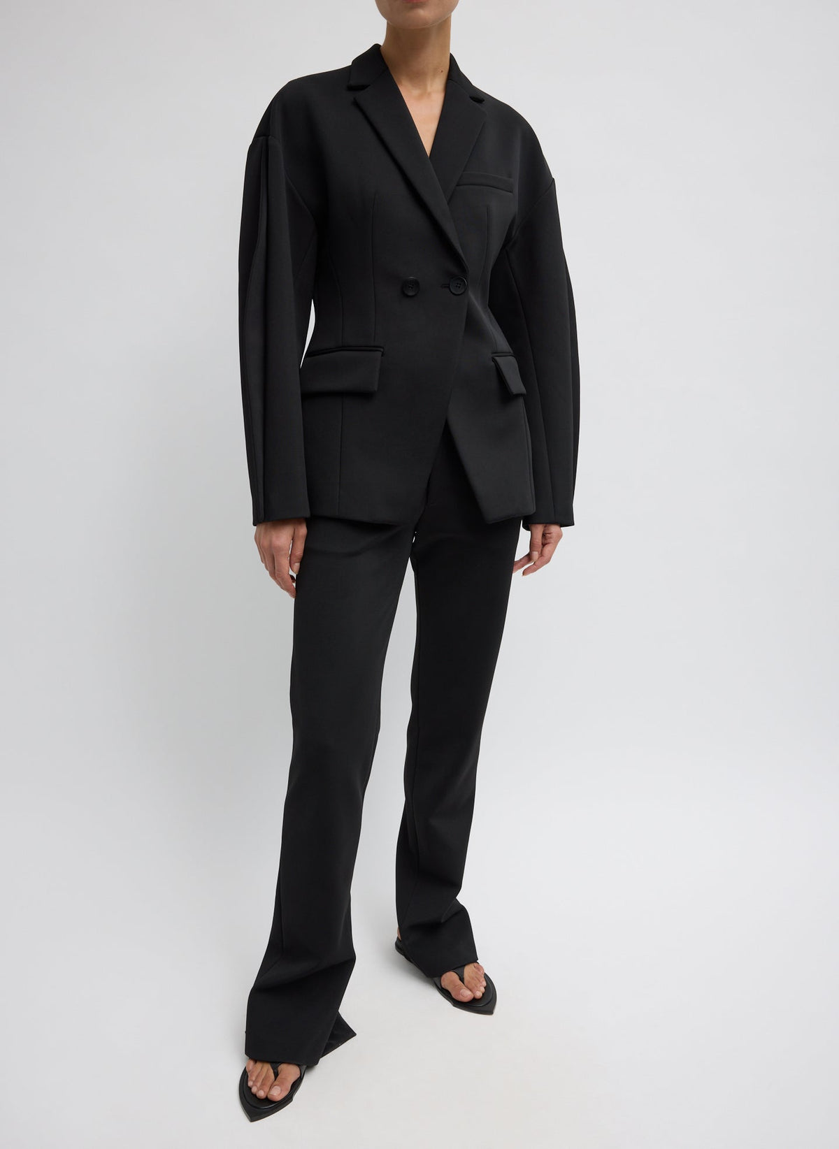 Spring Bonded Twill Sculpted Blazer | Tibi Black