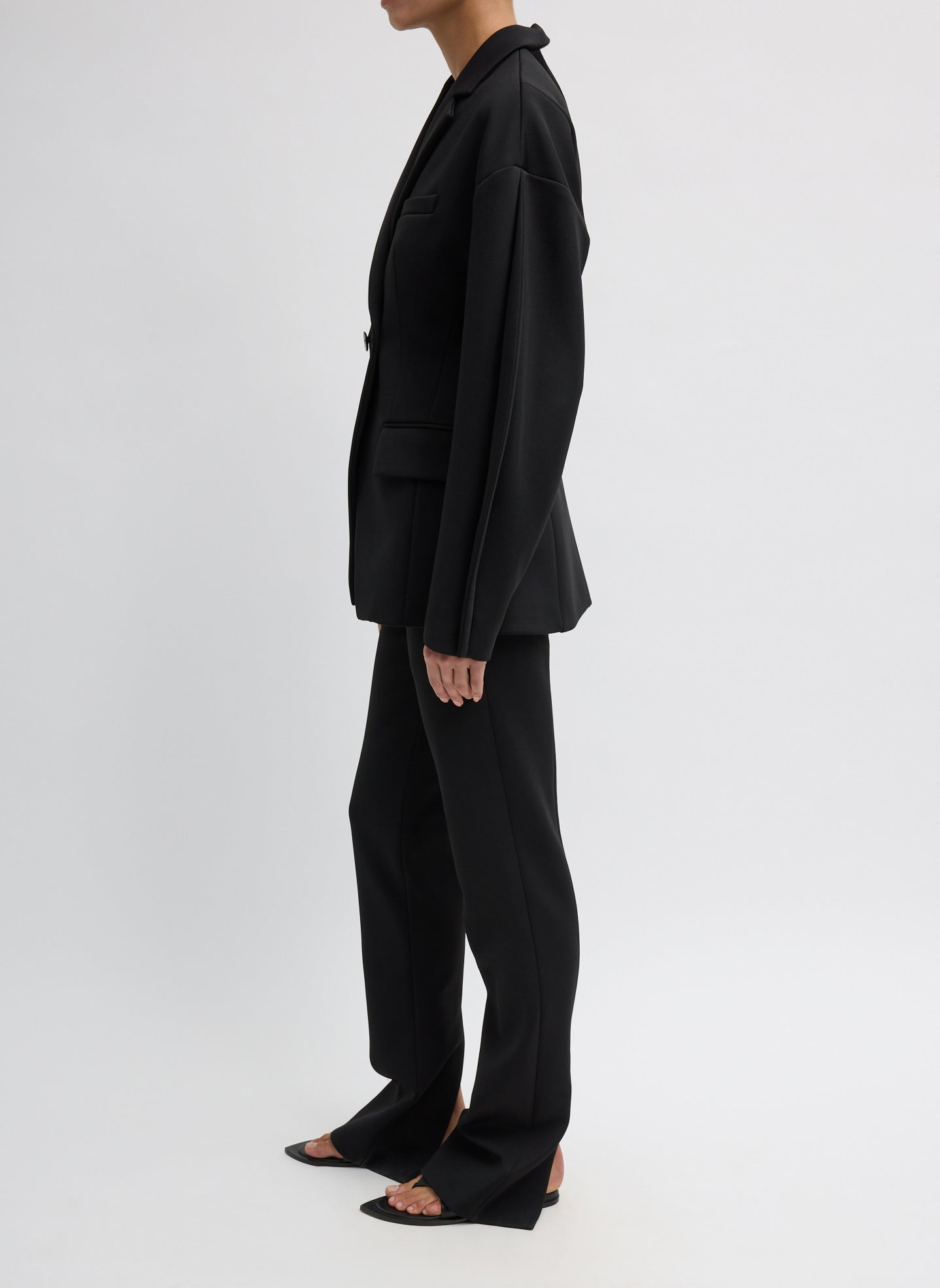 Spring Bonded Twill Sculpted Blazer | Tibi Black