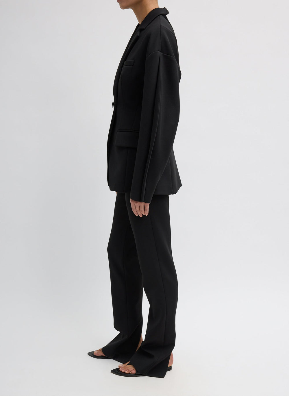 Spring Bonded Twill Sculpted Blazer | Tibi Black