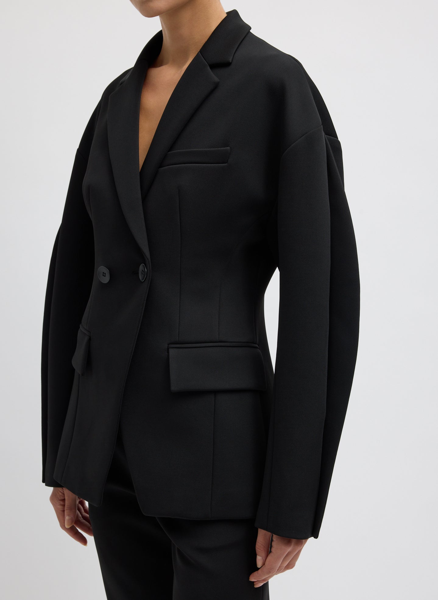 Spring Bonded Twill Sculpted Blazer | Tibi Black