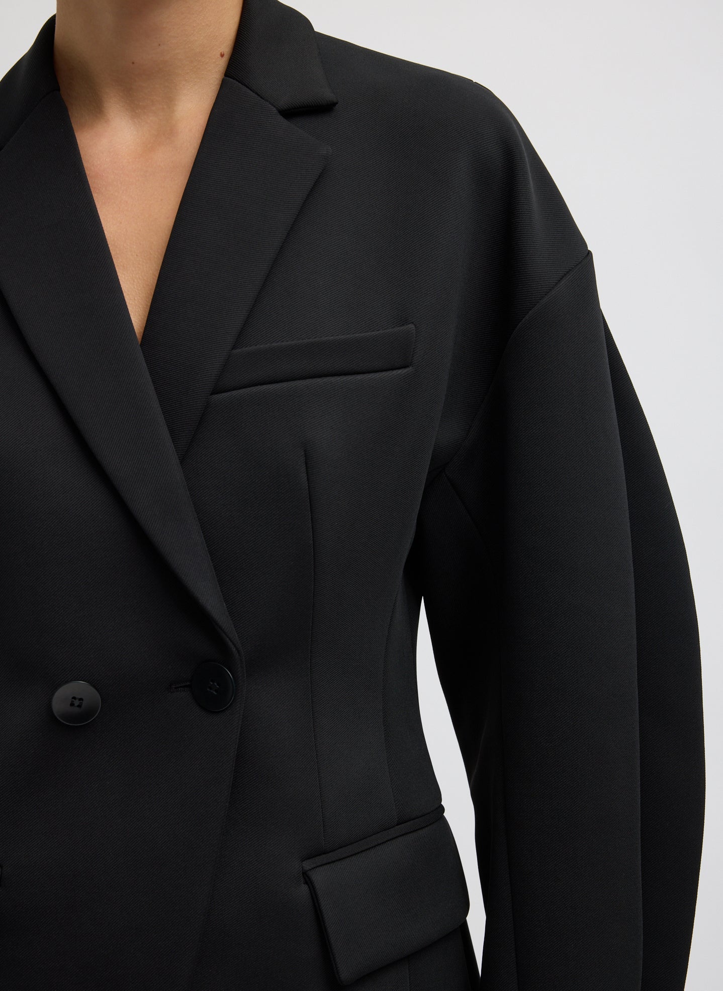Spring Bonded Twill Sculpted Blazer | Tibi Black