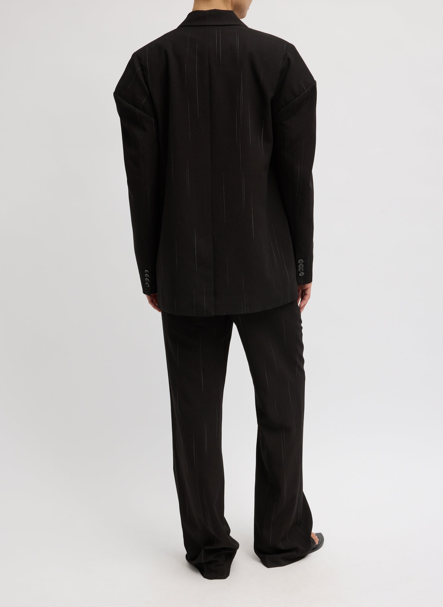 Viscose Suiting Hinged Sleeve Blazer | Tibi Black Multi
