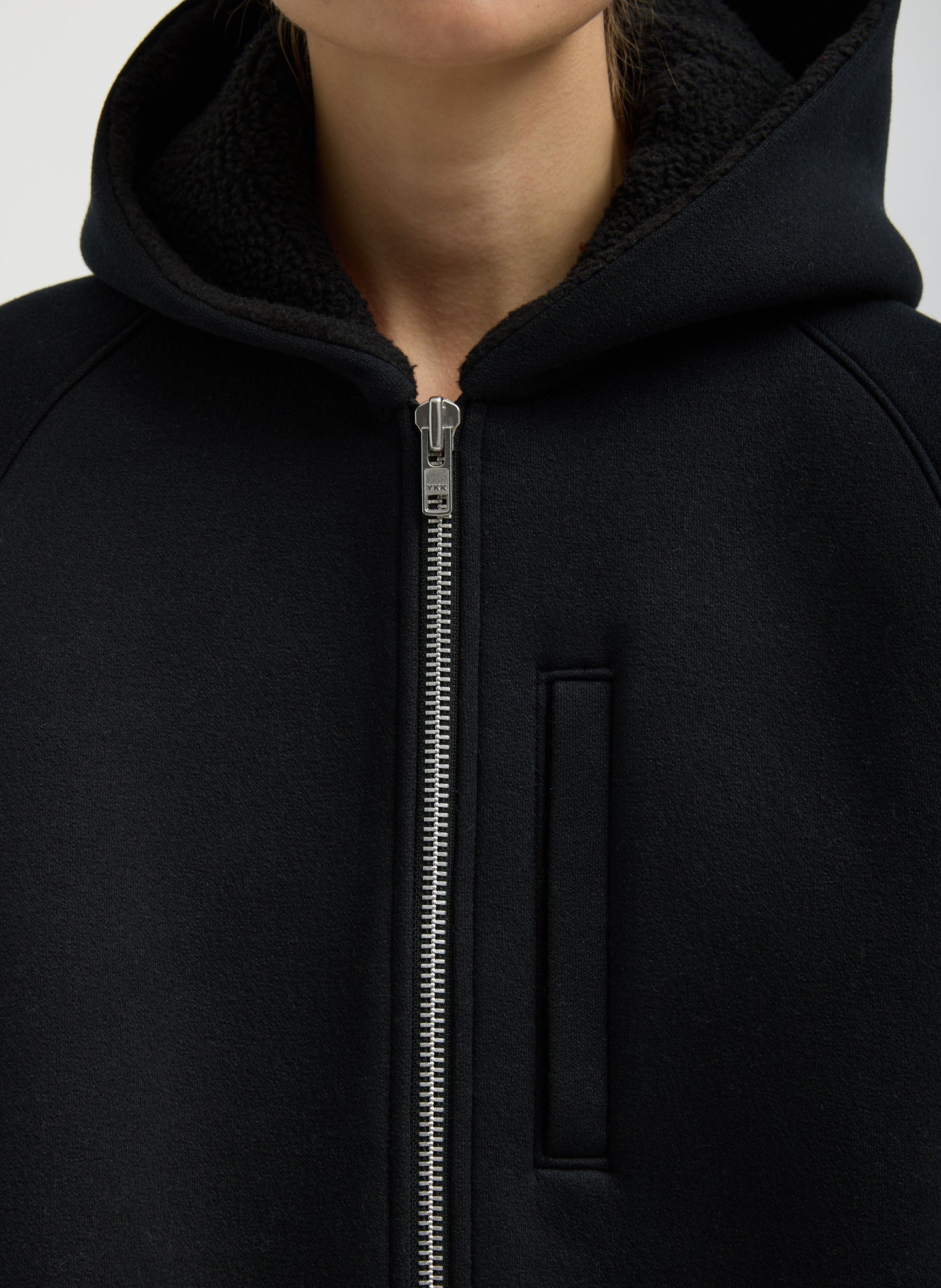 Compact Tech French Terry Zip Up Hoodie | Tibi Black