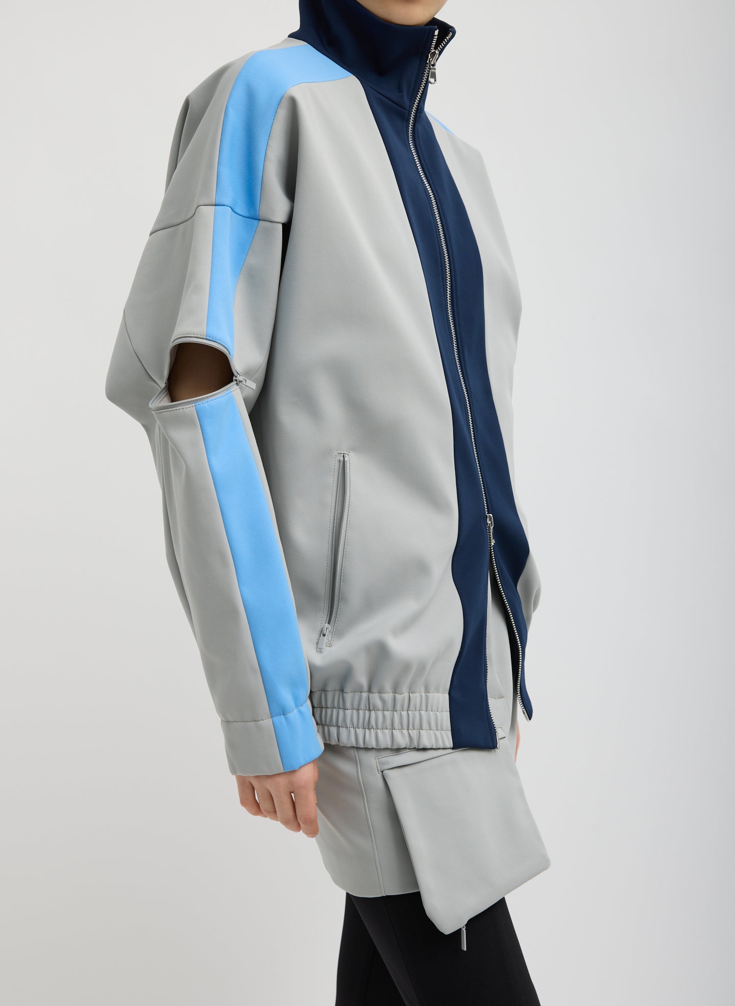Compact Tech Knit Bomber | Tibi Light Grey Multi