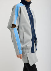 Compact Tech Knit Bomber | Tibi Light Grey Multi