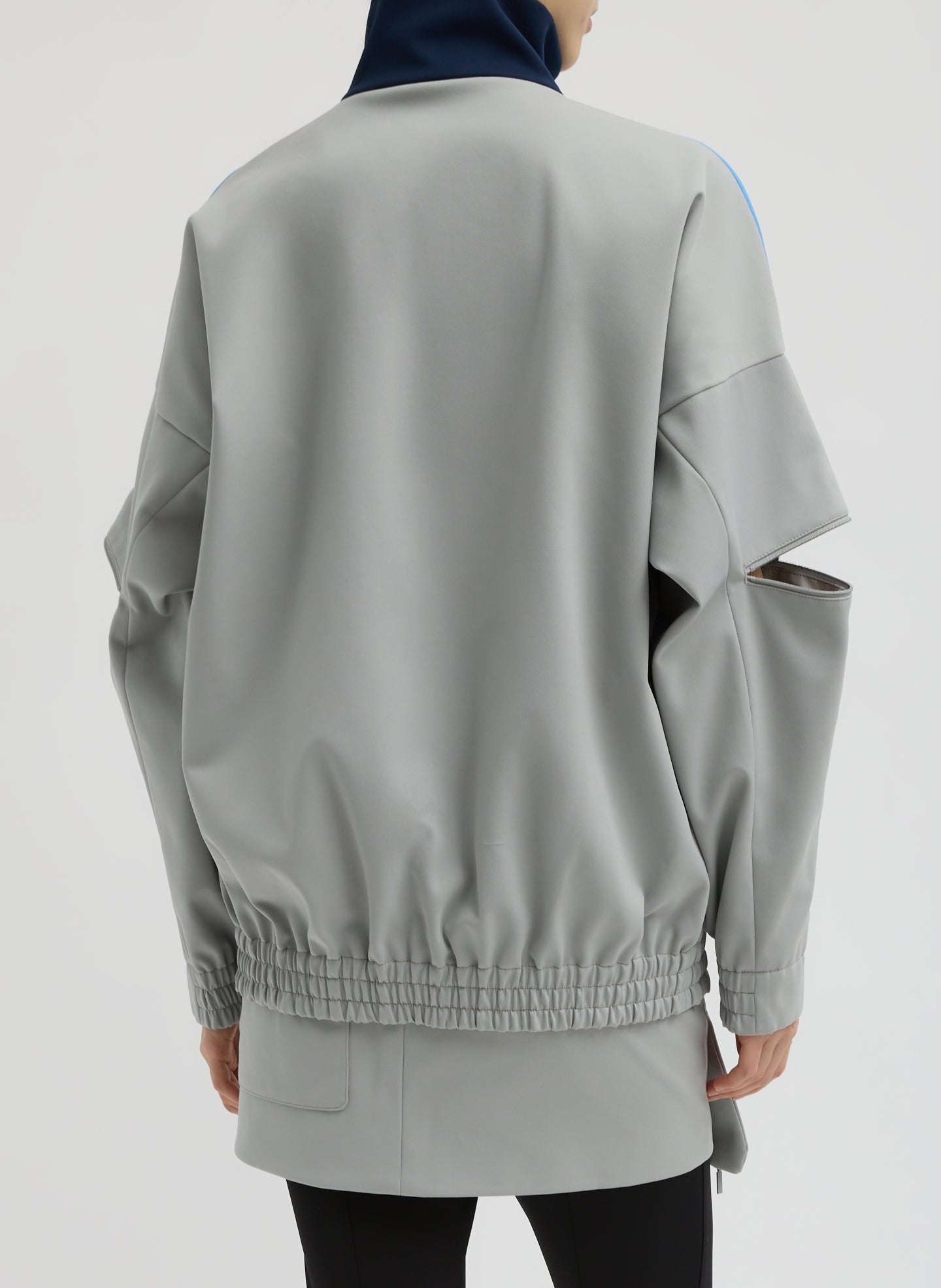 Compact Tech Knit Bomber | Tibi Light Grey Multi