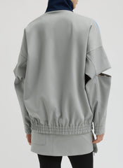 Compact Tech Knit Bomber | Tibi Light Grey Multi