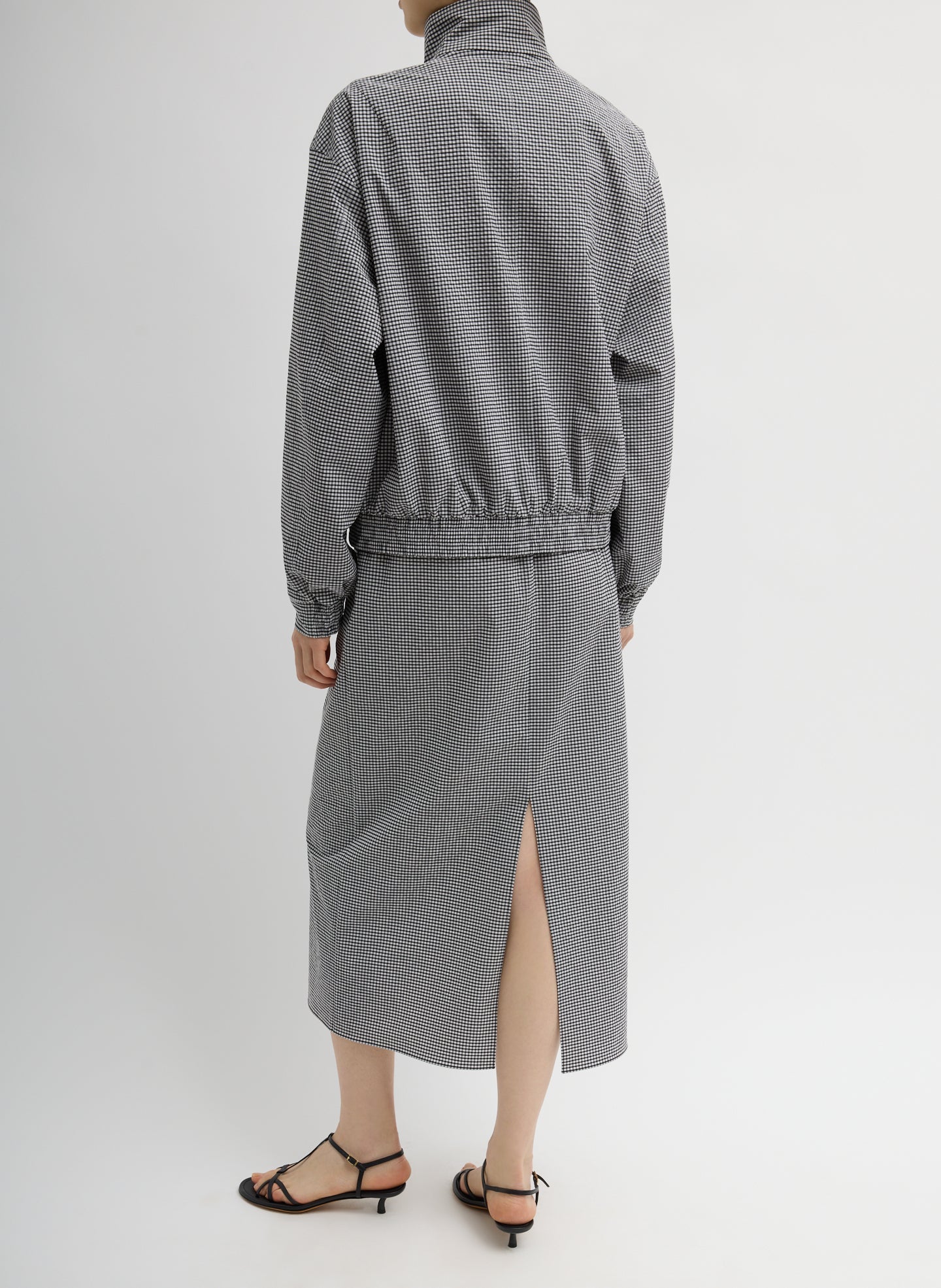 Tech Gingham Track Jacket | Tibi Black/White Gingham