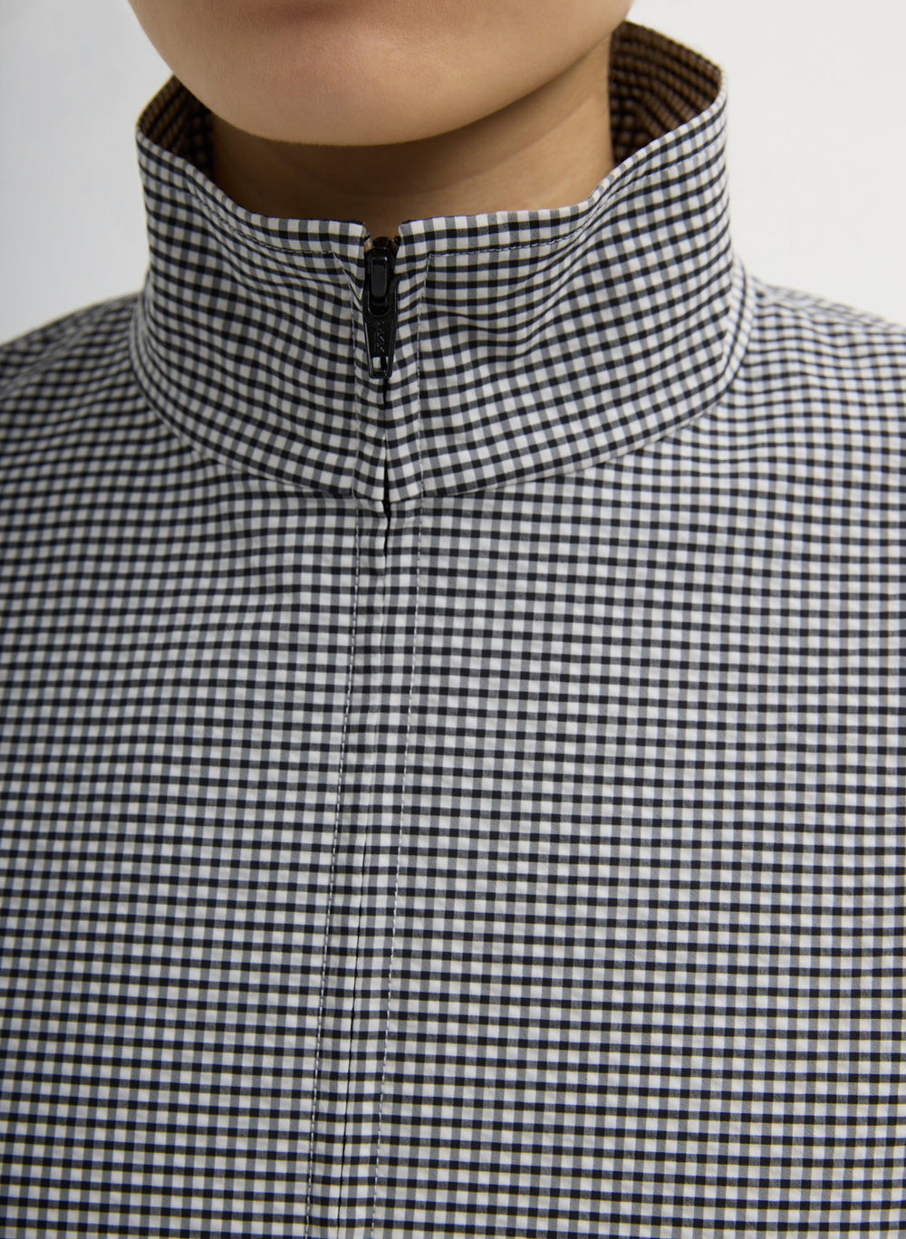 Tech Gingham Track Jacket | Tibi Black/White Gingham