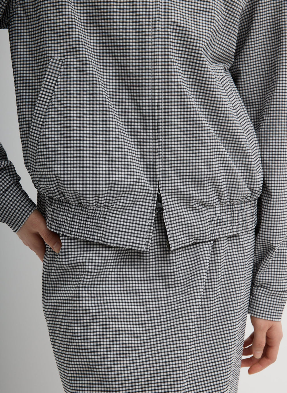 Tech Gingham Track Jacket | Tibi Black/White Gingham