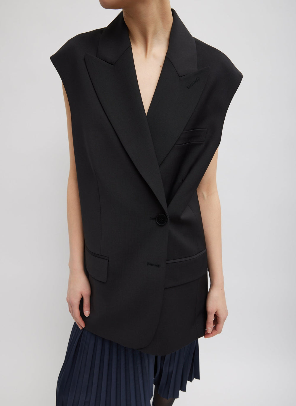 Tropical Wool Liam Vest | Tibi Black