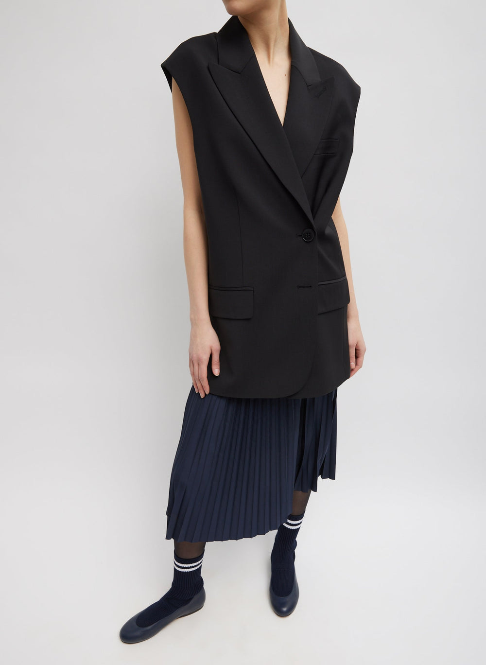 Tropical Wool Liam Vest | Tibi Black