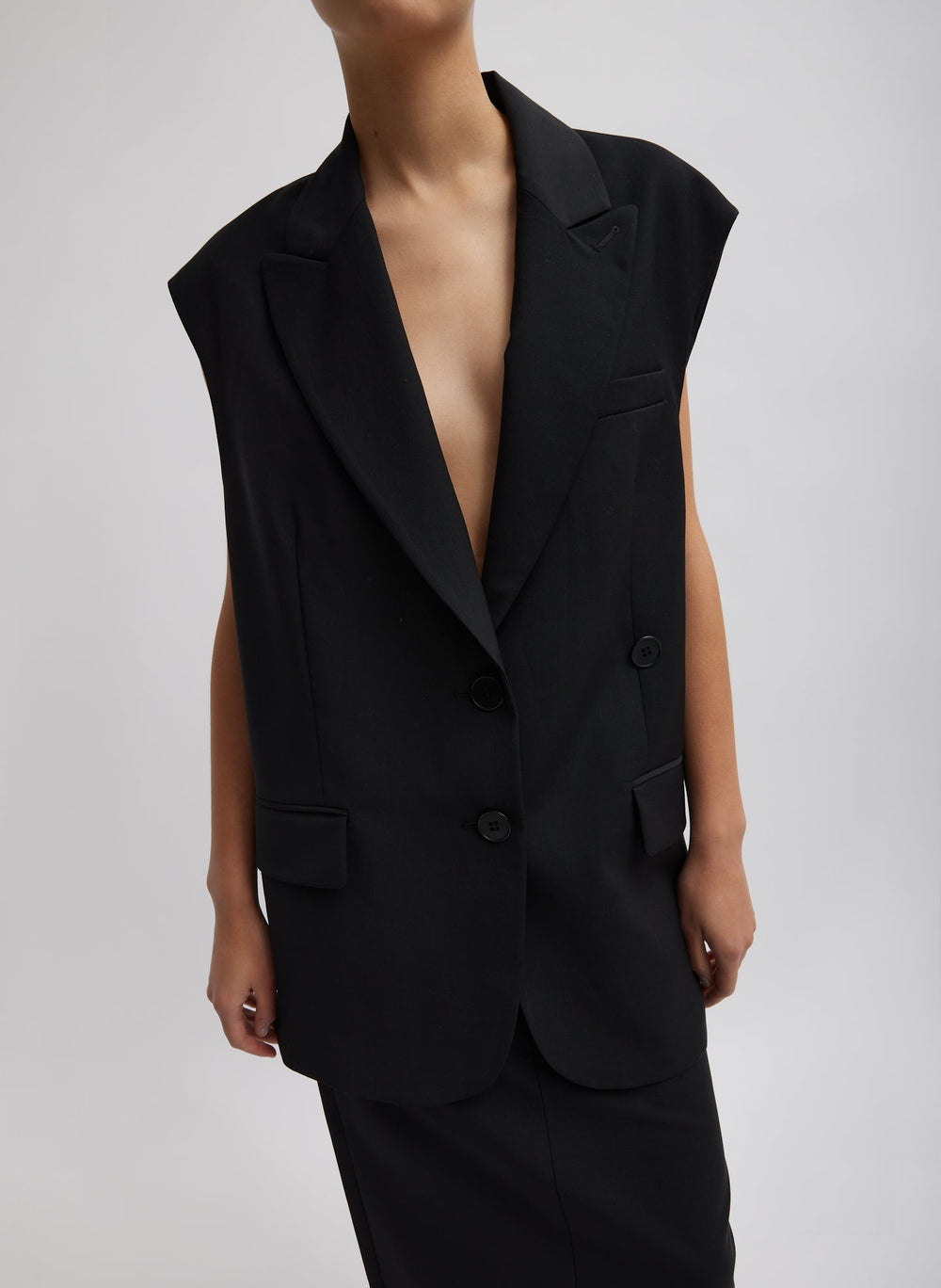 Tropical Wool Liam Vest | Tibi Black
