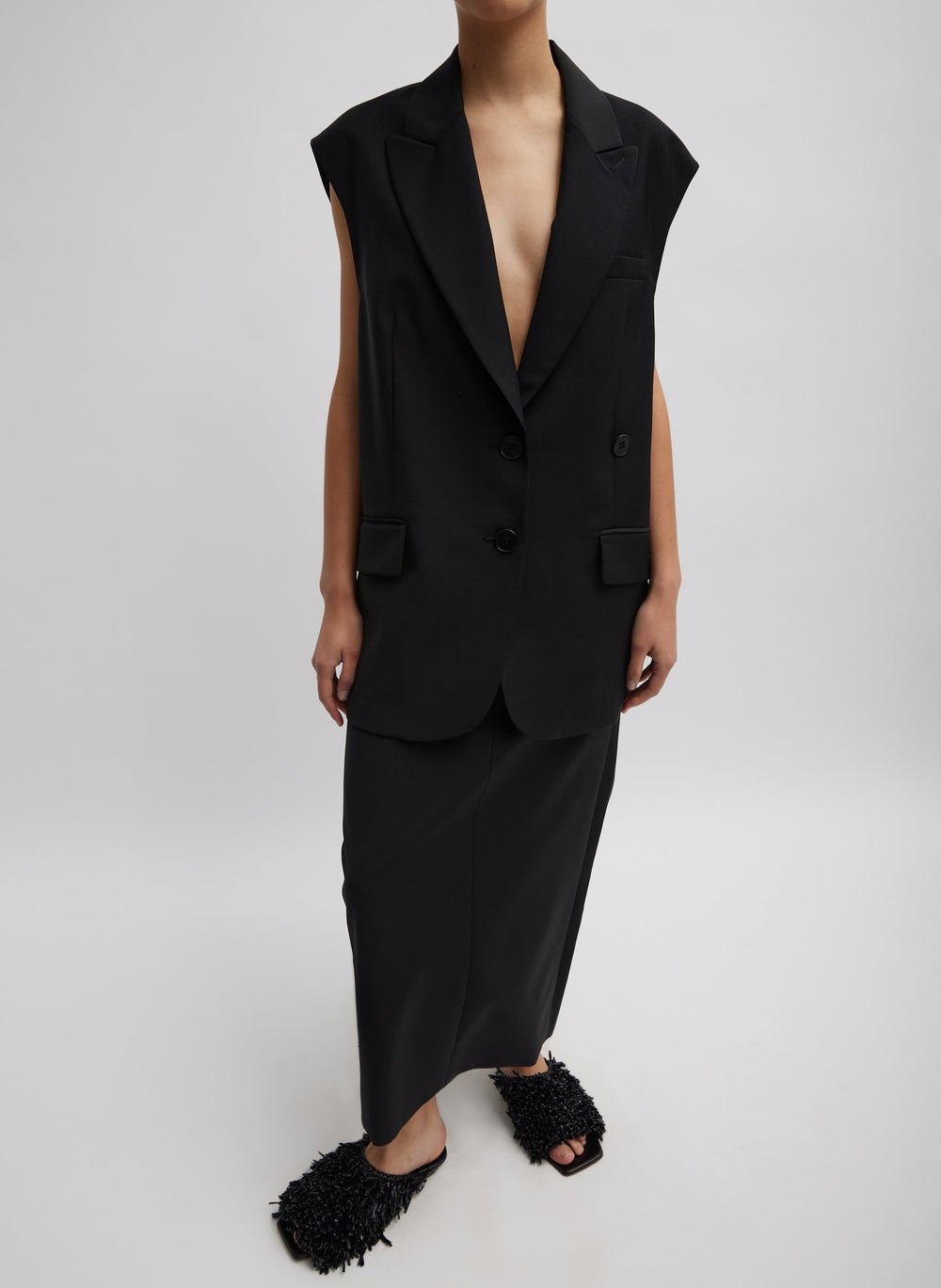 Tropical Wool Liam Vest | Tibi Black