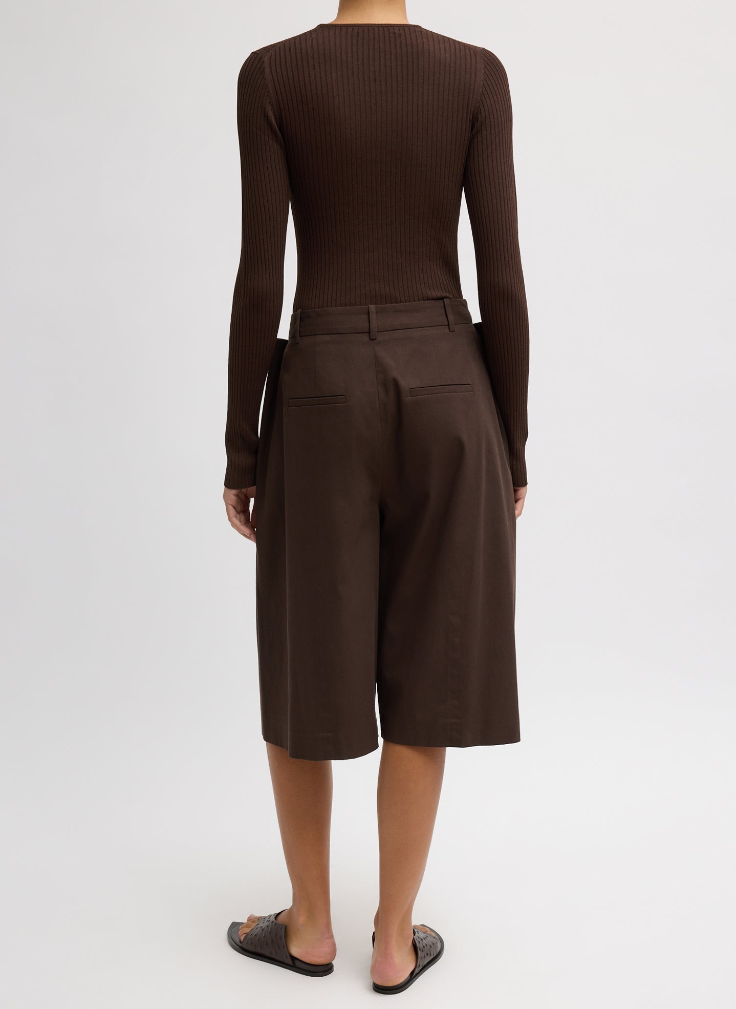 Ribbed Sweater Crewneck Pullover | Tibi Hickory Brown