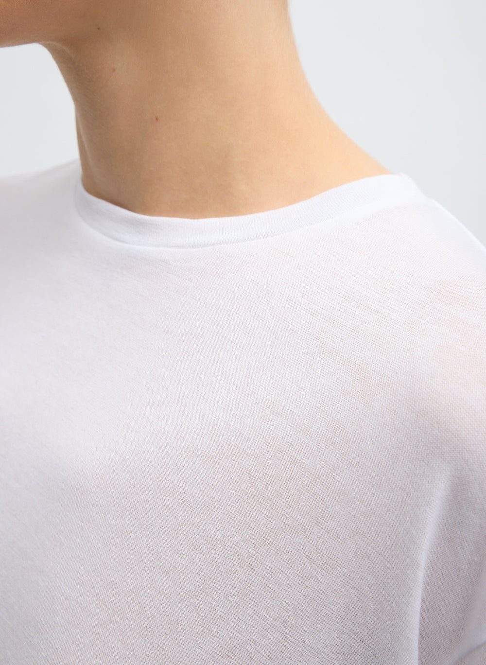 Sheer Crepe Knit Crewneck Unisex Long Sleeve T-Shirt | Tibi White