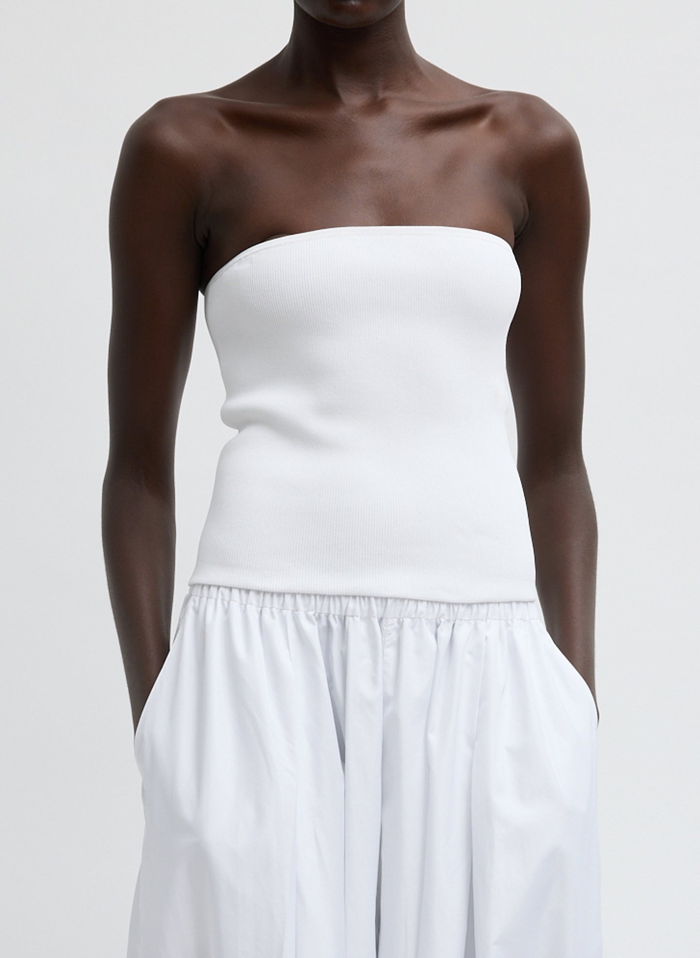 Ribbed Sweater Tube Top | Tibi White
