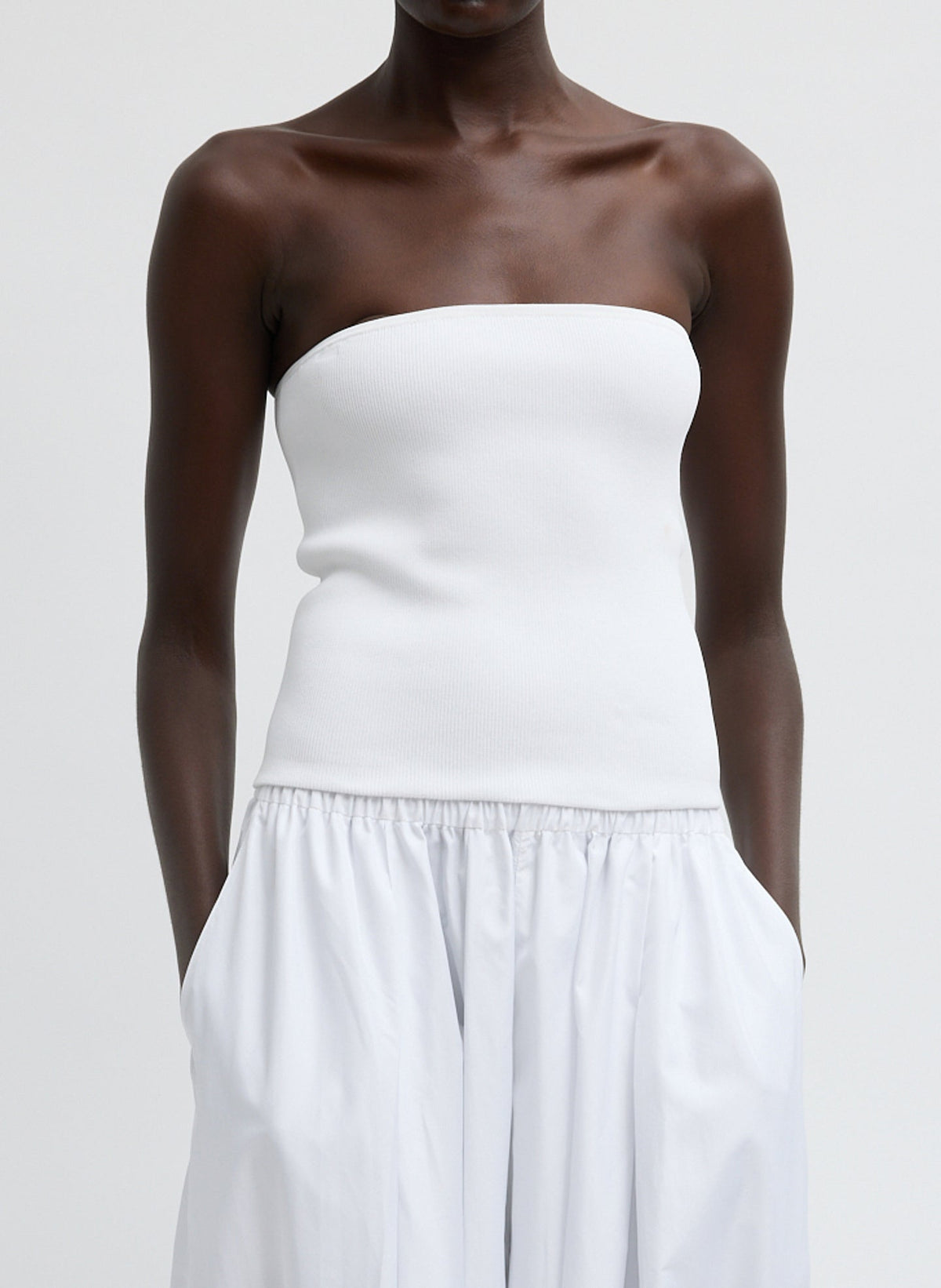 Ribbed Sweater Tube Top | Tibi White