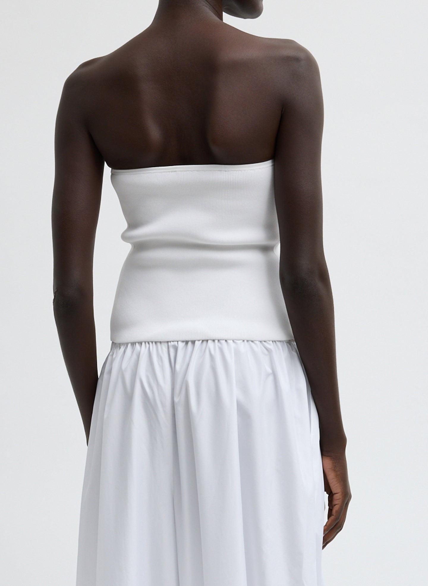 Ribbed Sweater Tube Top | Tibi White