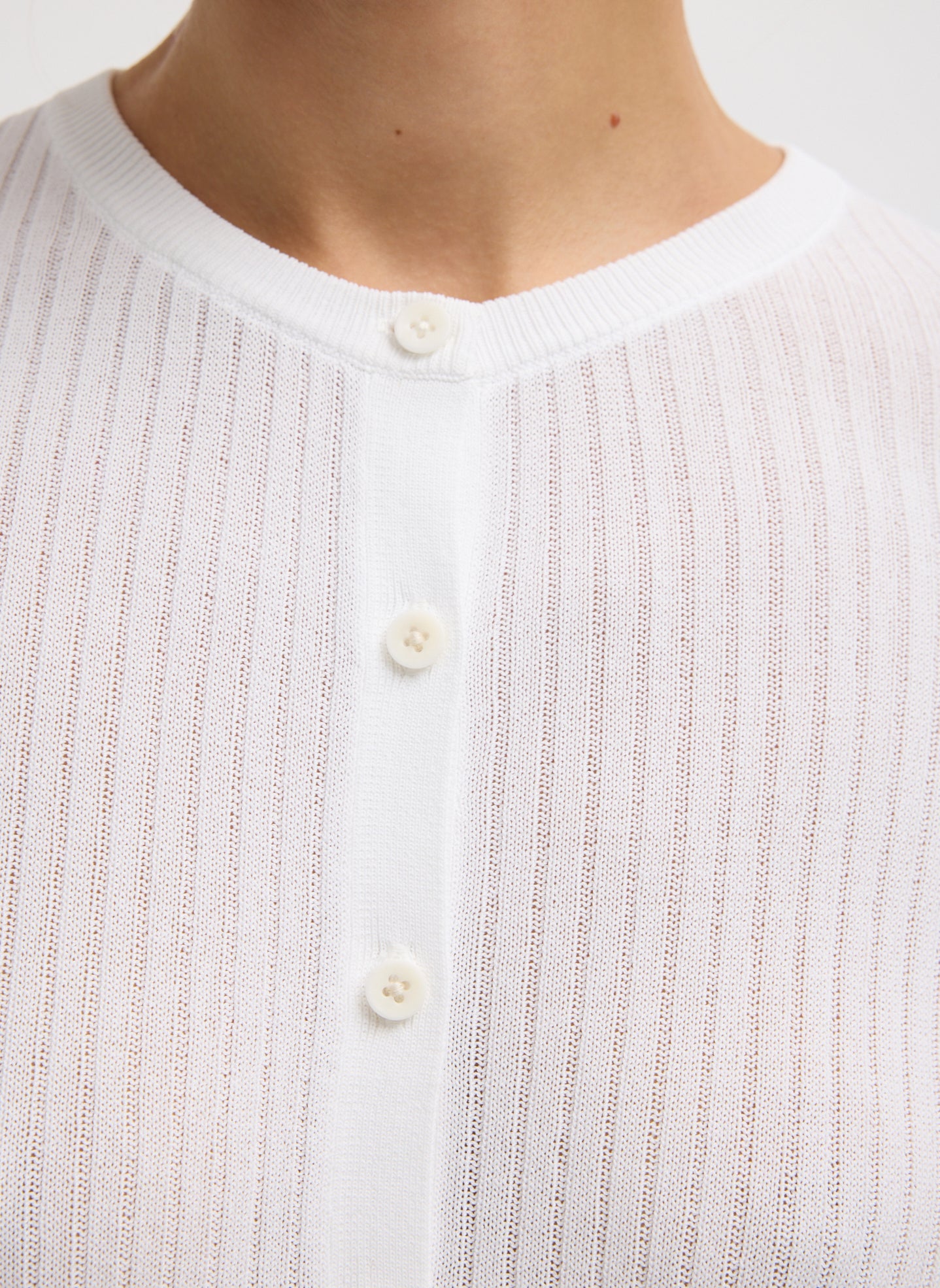 Ribbed Sweater Slim Cardigan | Tibi White