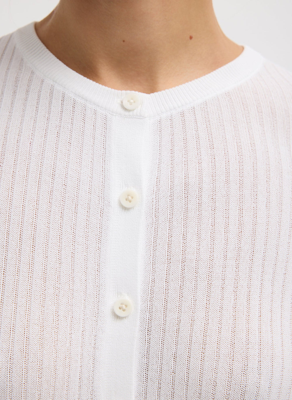 Ribbed Sweater Slim Cardigan | Tibi White