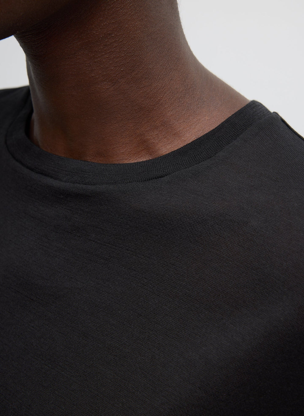 Sheer Crepe Knit Crewneck Unisex Long Sleeve T-Shirt | Tibi Black