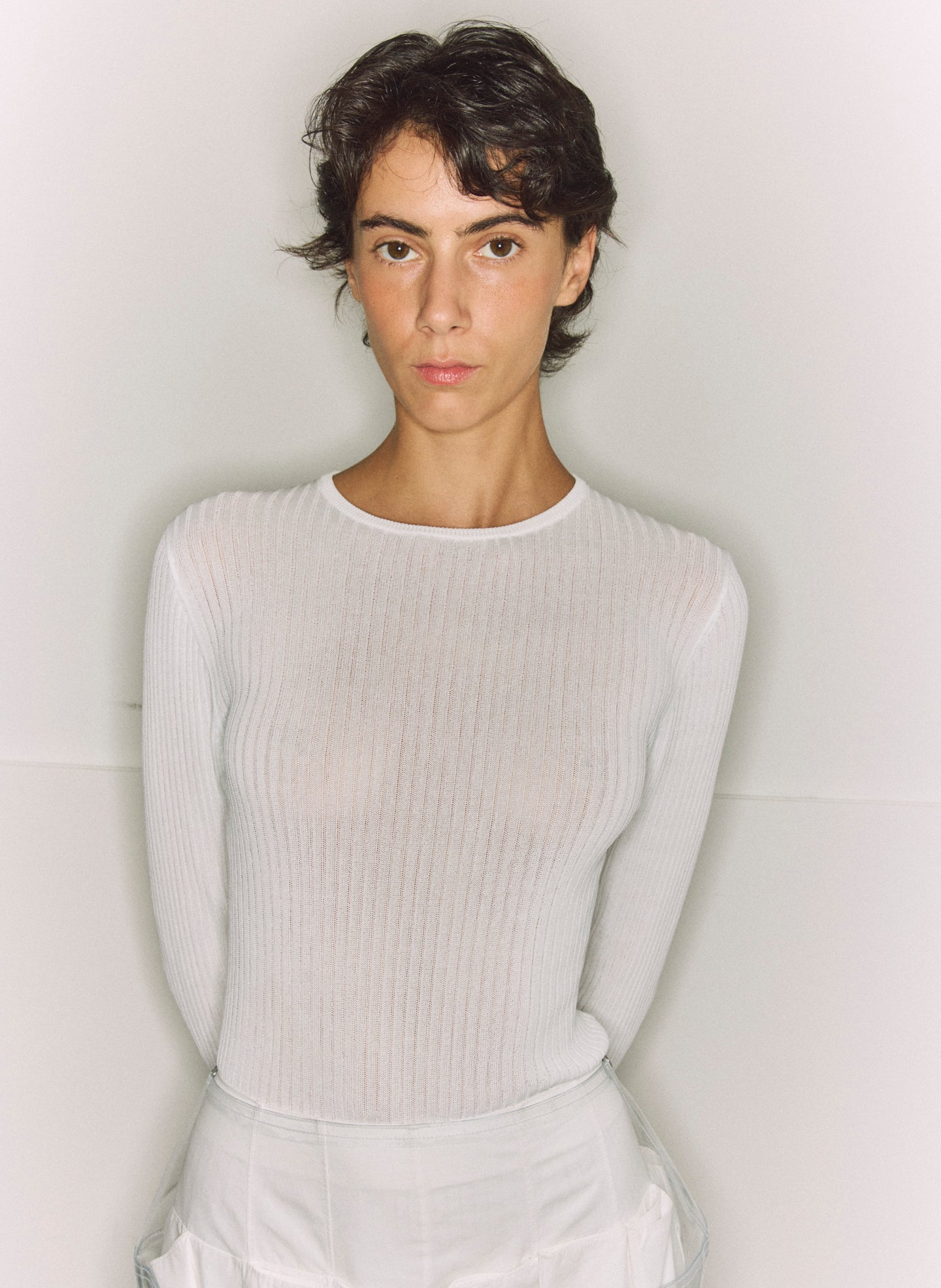 Ribbed Sweater Crewneck Pullover | Tibi White