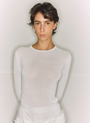 Ribbed Sweater Crewneck Pullover | Tibi White